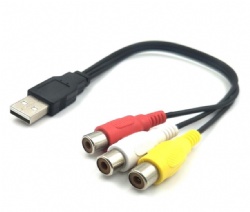 1Ft/25cm USB 2.0 A Male to 3RCA Female Audio Video Capture Card AV Composite Adapter Cable