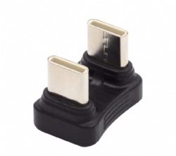 480Mbps USB-C Type C Male to Male Coupler Extender Power Data Adapter Opposite U Shape Back Angled for Power Bank Phone Laptop