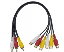 AV Splitter 3 RCA Male Jack to 6 RCA Female Plug RCA Y Splitter Extension Audio Video AV Adapter Cable 30cm/11.8 Inch