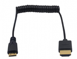 Ultra-Thin HDMI Male to Mini HDMI Male Coiled Cable Support 4K Ultra HD, 1080p, 3D,for Projector, Monitor, Camcorder