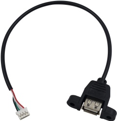 PH2.0 Female to USB 2.0 Female Panel Mount Type Cable USB to  4 pin Data Cable 30cm/12 Inch