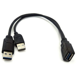 USB 3.0 A female to double USB 3.0 A male Y splitter cable