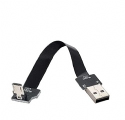 10cm CABLETOLINK Down Angled USB 2.0 Type-A Male to Micro USB 5Pin Male Data Flat Slim FPC Cable for FPV & Disk & Phone