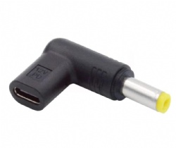 CABLETOLINK USB 3.1 Type C USB-C Female to DC 12V 5.5x2.5mm Plug 90 Degree Angled Adapter PD Emulator Trigger