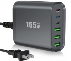 155W USB C Charging Station GaN 6-Port USB C Wall Charger Block