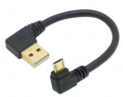 Micro-B Male to USB2.0 Cable Data line with Gold Plated Connector Left/Right Angled 5.9inch (0.15m)