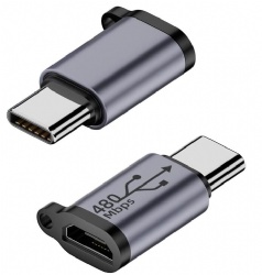 USB C Plug to Micro USB Jack Data Connector,Support 18W 9V/2A Charge, Al Alloy/Hanging Hole, Charging or Data Transfer for Type C Device