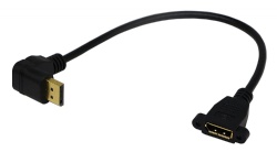 down Displayport male to Displayport female with panel mount screw cable