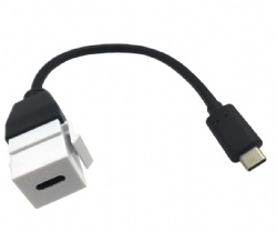 USB 3.1 Type C Female to Male Keystone Insert Wall Plate Outlet Panel Adapters Connector Cable-20CM/8Inch