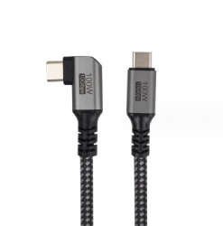 90 degree right angle USB C male to USB C male nylon braid power charge data transfer cable