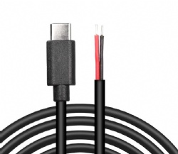 Extension Power Cable 22AWG 5V 3A USB-C Plug to 2 Pin Bare Wire Open End Connector for DIY - 1M/3.2FT