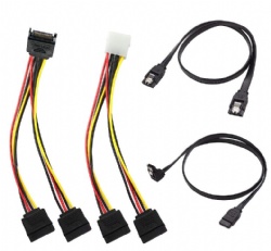 SATA Data Cable and SATA Power Splitter Cable (4 Pack) 6.0 Gbps,15 Pin Power Splitter Cable