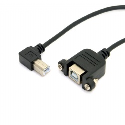 90 degree USB 2.0 B male to USB 2.0 B female with panel mount screw cable 70cm