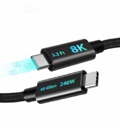 USB 4 Cable 3.3 Ft, Supports 4K/8K Display, 40 Gbps Data Transfer, 240W Charging USB C to USB C Cable