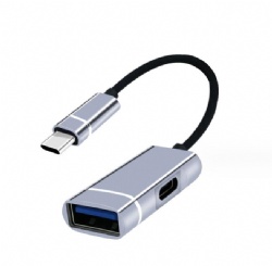 2 in 1 PD USB C male to USB C female power charge with USB A 3.0 Female card read CABLETOLINK