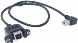 90 Degree Left Angled USB B Type Male to Female Extension Cable with Screws for Panel Mount 50cm