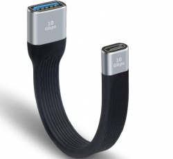 Soft Flat Short USB C to USB A Extender Cable for iPhone, MacBook, Power Bank