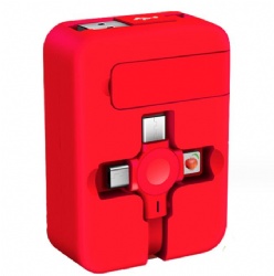 3 in 1 square colorful retractable multi stand by power charge cable