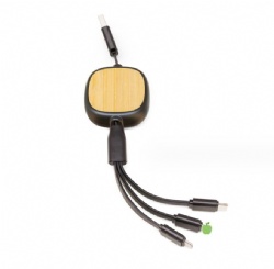 Bamboo 3 in 1 retractable usb power charge cable 480mps CABLETOLINK