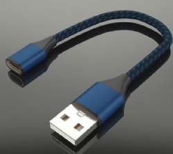 25cm short USB C female to USB 2.0 A male power charge data transfer nylon braid cable