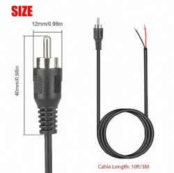 RCA to Bare Wire Speaker Cable | 10 FT Subwoofer HDTV Cable Male Plug Jack Connector