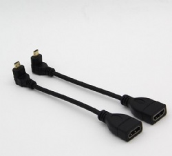 90 degree Micro HDMI D male to HDMI A female 1080p cable