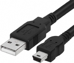 USB 2.0 Cable A to Mini B 5 Pin Male High Speed USB Charger Data Cord Nickel Plated - 3 Feet Black