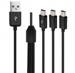 Mini USB Splitter Cable A 2.0 Male to 3 Mini USB Charging Data Cable