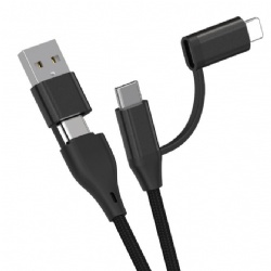 PD 100W 4 in 1 Nylon Braided USB C Multi Fast Charging Cable with USB A/USB C to USB C/Micro USB