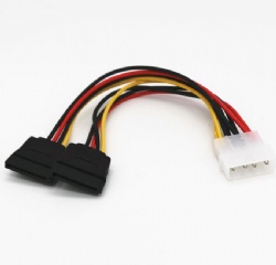 4 Pin male to Dual SATA Power Y-Cable Adapter Splitter Cable