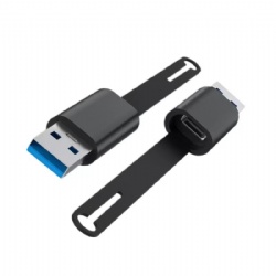 adapter USB-C female to USB-A Male 10Gbps data transfer power charge self lanyard style