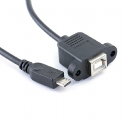 micro usb 5pin male to USB 2.0 B female with panel mount screw cable