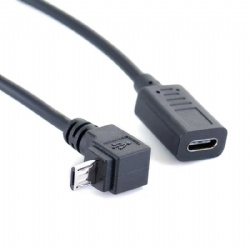 down angle micro usb 5pin male to USB C female otg cable