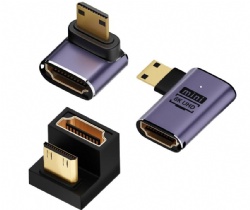 8K@60Hz 90-Degree Right Angle HDMI to Mini High-Speed Adapter