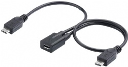 25cm black color factory cabletolink Micro USB Female to 2 Micro USB Male Splitter Cable