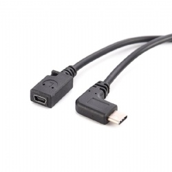 right angle USB C male to Mini usb 5pin female OTG Power charge data transfer cable Black color for camera 2021