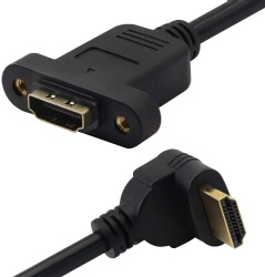 Angle HDMI A male to HDMI A female with panel mount screw cable