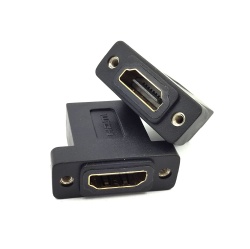 Golden Plated HDMI Female to Female Inline Straight Coupler with Screw Panel Black