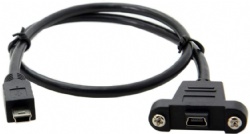30cm black color Mini usb 5pin male to Mini usb 5pin female with panel mount screw cable