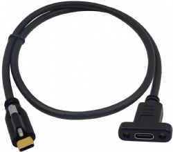 USB 3.1 Type C male to Type C female with panel mount screw hole cable