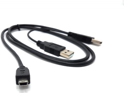 Mini USB to 2 X Twin USB Cable Lead Power & Data Sync
