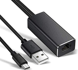 Micro USB to RJ45 Ethernet Adapter with USB Power Supply Cable (3.3ft)