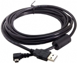 Mini USB B Type 5pin Male Left Angled 90 Degree to USB 2.0 A Male Data Charging Cable with Ferrite - 3m