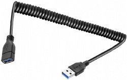 spring USB 3.0 A male to USB 3.0 A female extension coiled cable