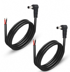 Right Angle DC 5.5mm x 2.5mm Male Plug to Bare Wire Open End Power Supply Replacement Repair Cord, for Monitors, LED Strip Light, Camera,3FT 1m