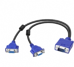Dual VGA Splitter Monitor Cable 1 Male to 2 Female Adapter Converter VGA Video Y Cable Cord for Screen Duplication