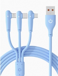 1.2m silicon 90 degree 3 in 1 multi usb power charge cable