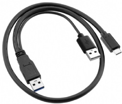 USB-C to USB 3.0 Male & USB 2.0 Dual Data Y Cable for Laptop & Hard Disk 60cm