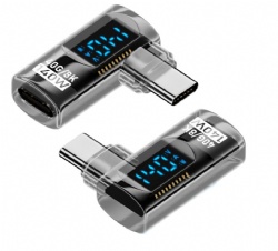 USB 4.0 Type C Male to Female 90 Degree Right Angled 40Gbps 8K@60Hz Data Transfer PD 140W Fast Charging Power Meter Tester Converter Adapter