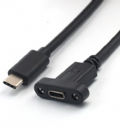 Screw Locking type c male to female panel mounted cable usb 3.1 Usb C Panel Mount Cable